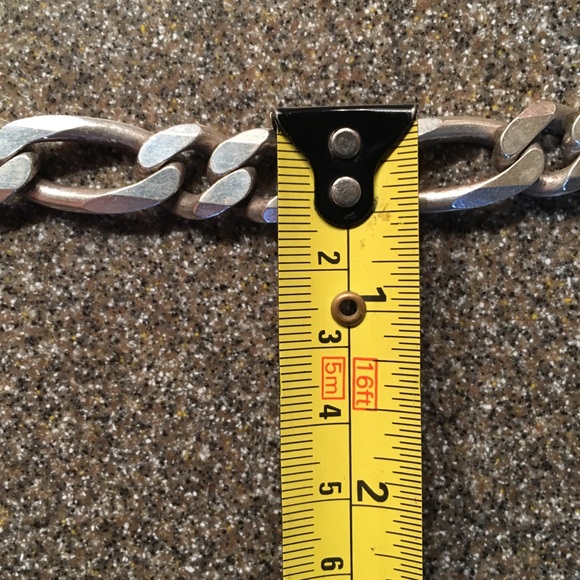 Heavy Reed&Barton Silver Necklace Figaro 3x1 5.4Oz - Picture 3 of 5